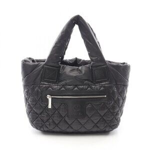 Chanel Tote Coco Cocoon Small Black Nylon Leather Black Bold